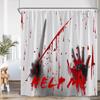 Blodige håndaftryk Halloween bloddråber hjælp mig bruseforhæng gyser badeværelse dekoration bruseforhæng