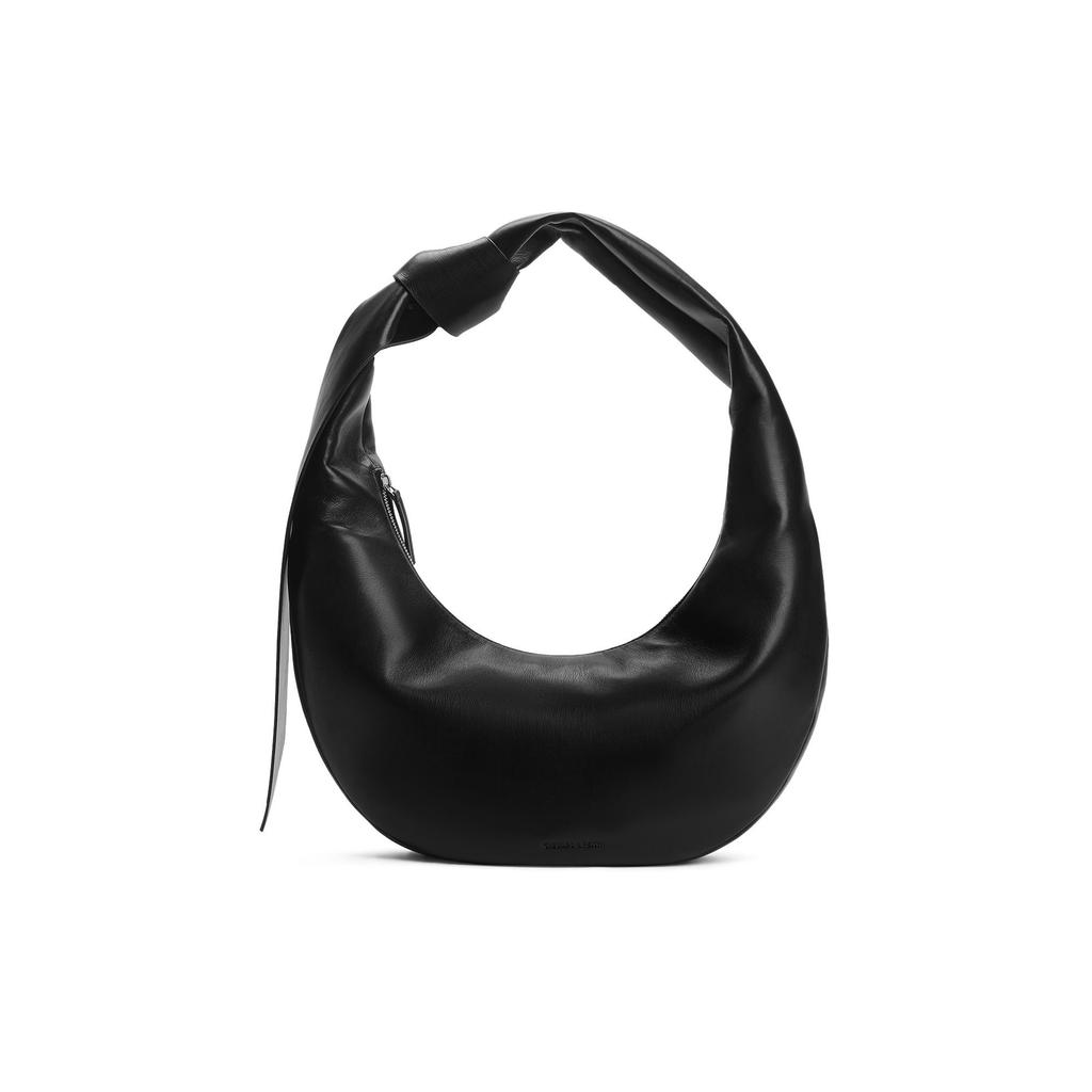 Charles & Keith Large Capacity Soft Knot Handheld New Moon Bag Women Handbags Black Chalk CK2-40671642