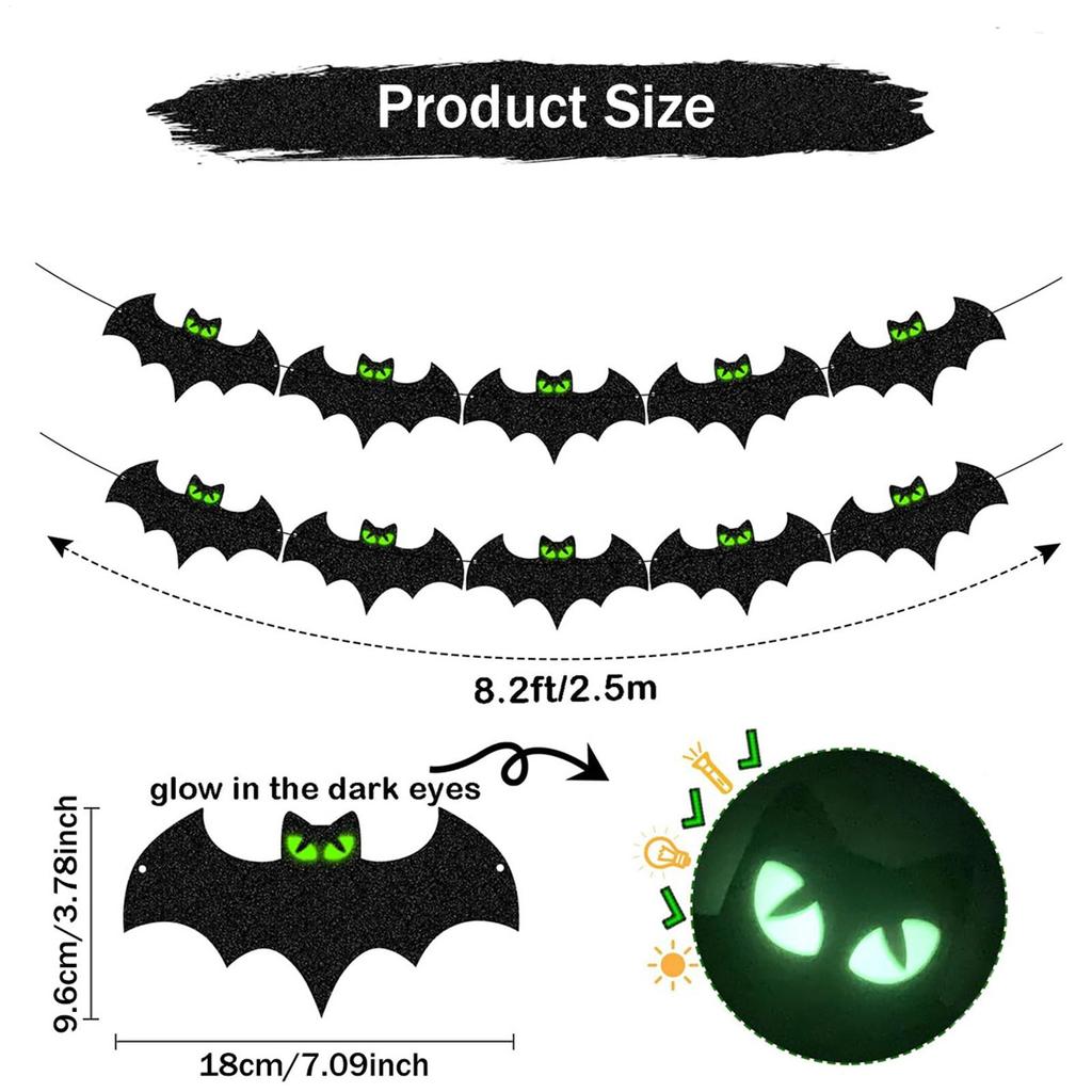 Halloween Bat Ornament Halloween Flag for Halloween Party Scenes Suitable for Decorating Homes and Outdoor Places