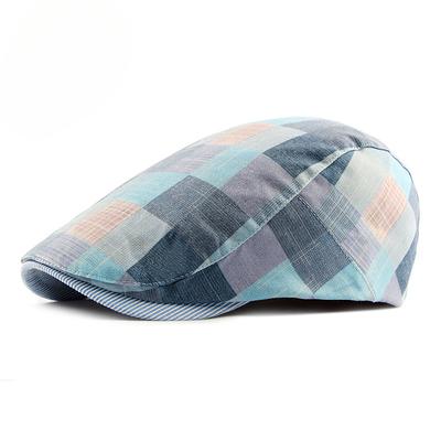 Men's Spring Summer Korean Fashion Duck Tongue Hat Women's British Plaid Beret Outdoor Casual Forward Hat