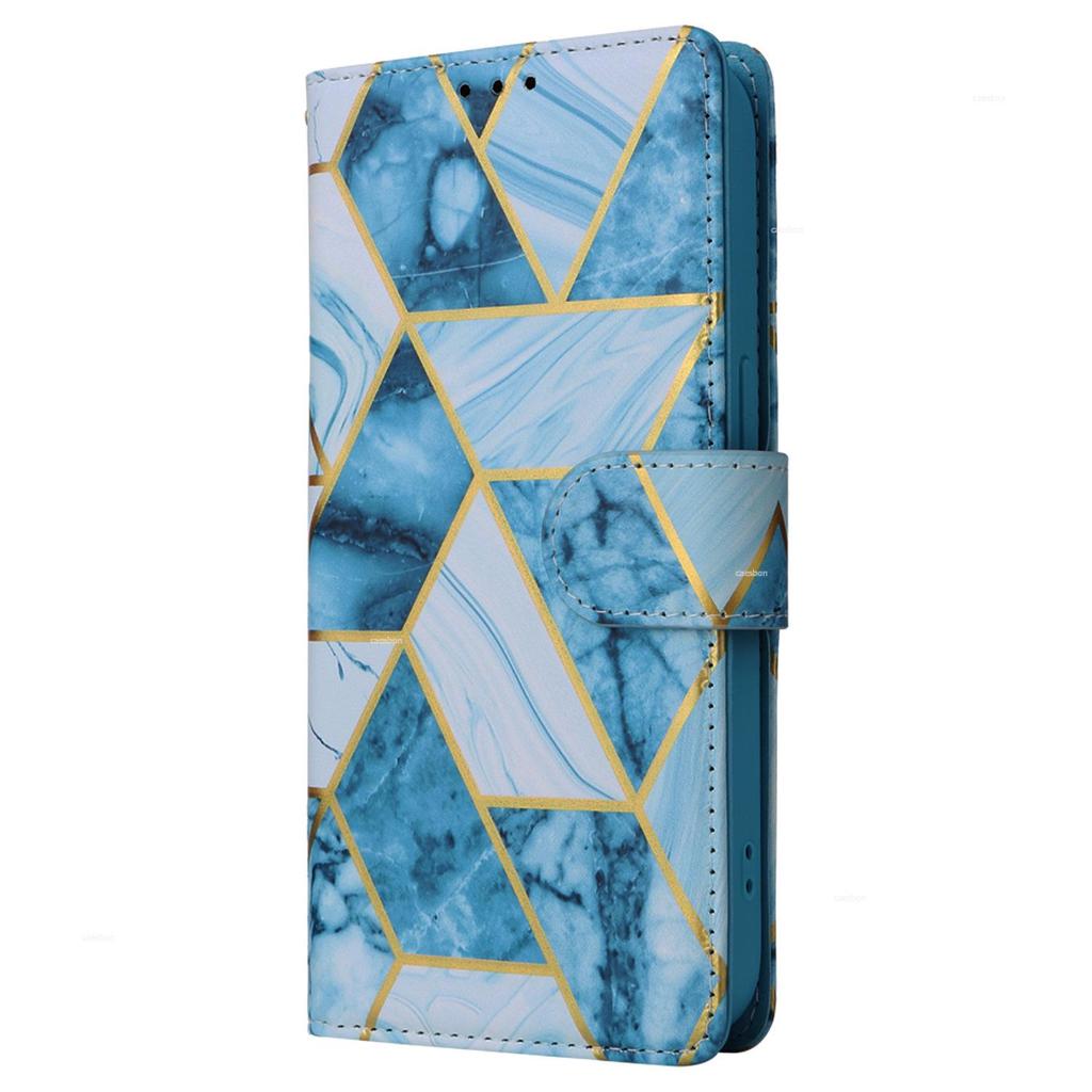 Apple 17Pro/16E Marble Patchwork Leather Case with Card Slot for iPhone Air
