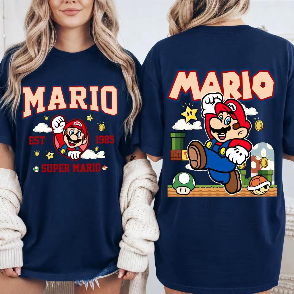Super Mario EST 1985 Yoshi T-shirt, Unisex Summer High-quality Pure Cotton Cartoon Y2K Streetwear Short Sleeve T-Shirt