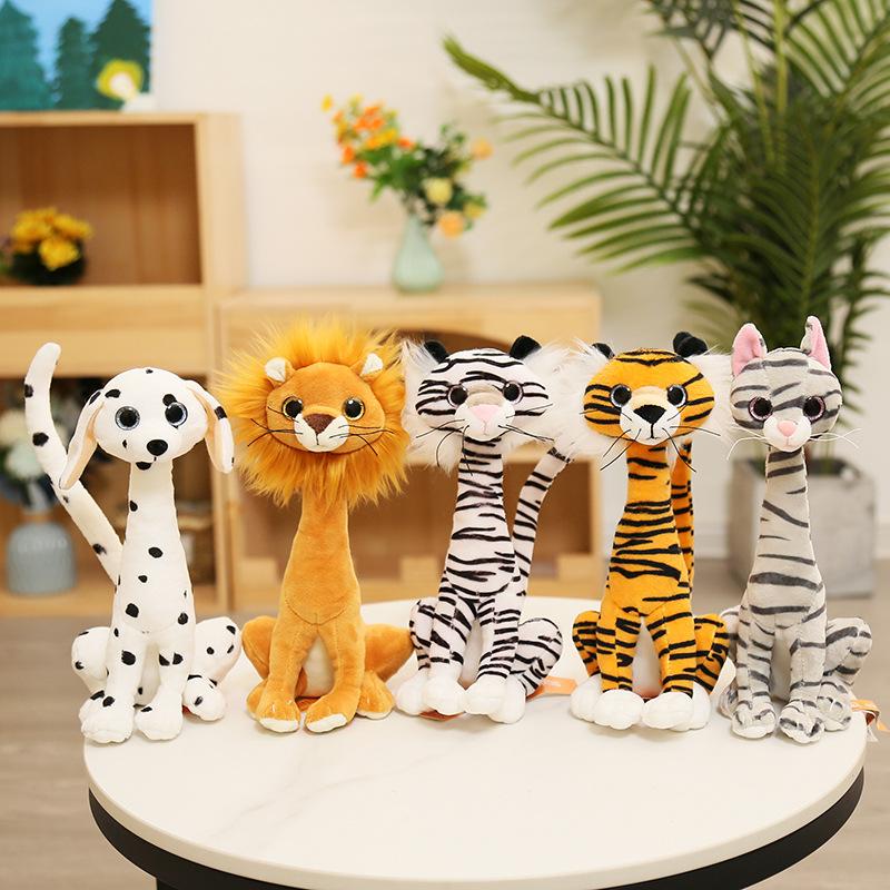 25Cm Simulation Jungle Animal Plush Toys Super Plush Stuffed Animal Toys Tiger Cat Lion Dog Dolls Room Decoration Kids Birthday Gifts