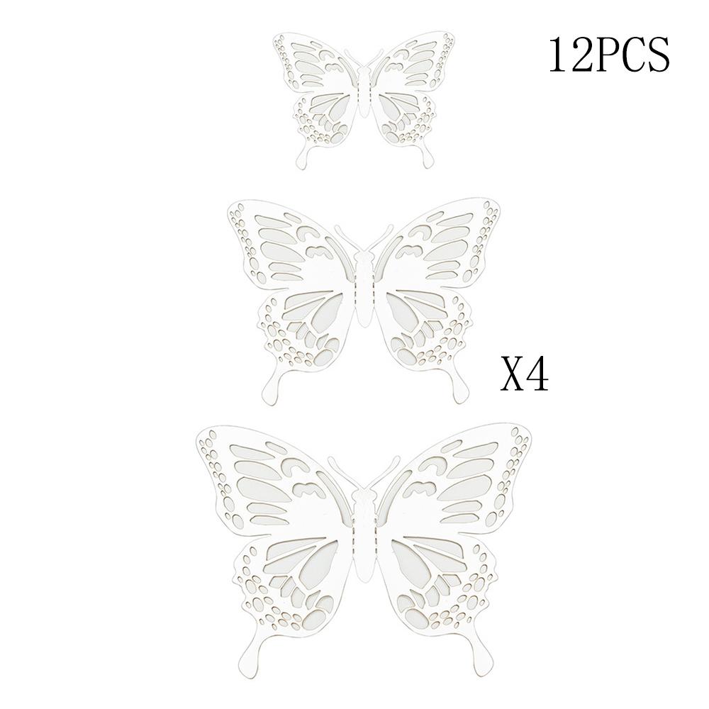 12Pcs Fashion 3D Hollow Butterfly Creative Wall Sticker Gold Butterfly Decorations for Butterfly Birthday Paper Butterfly