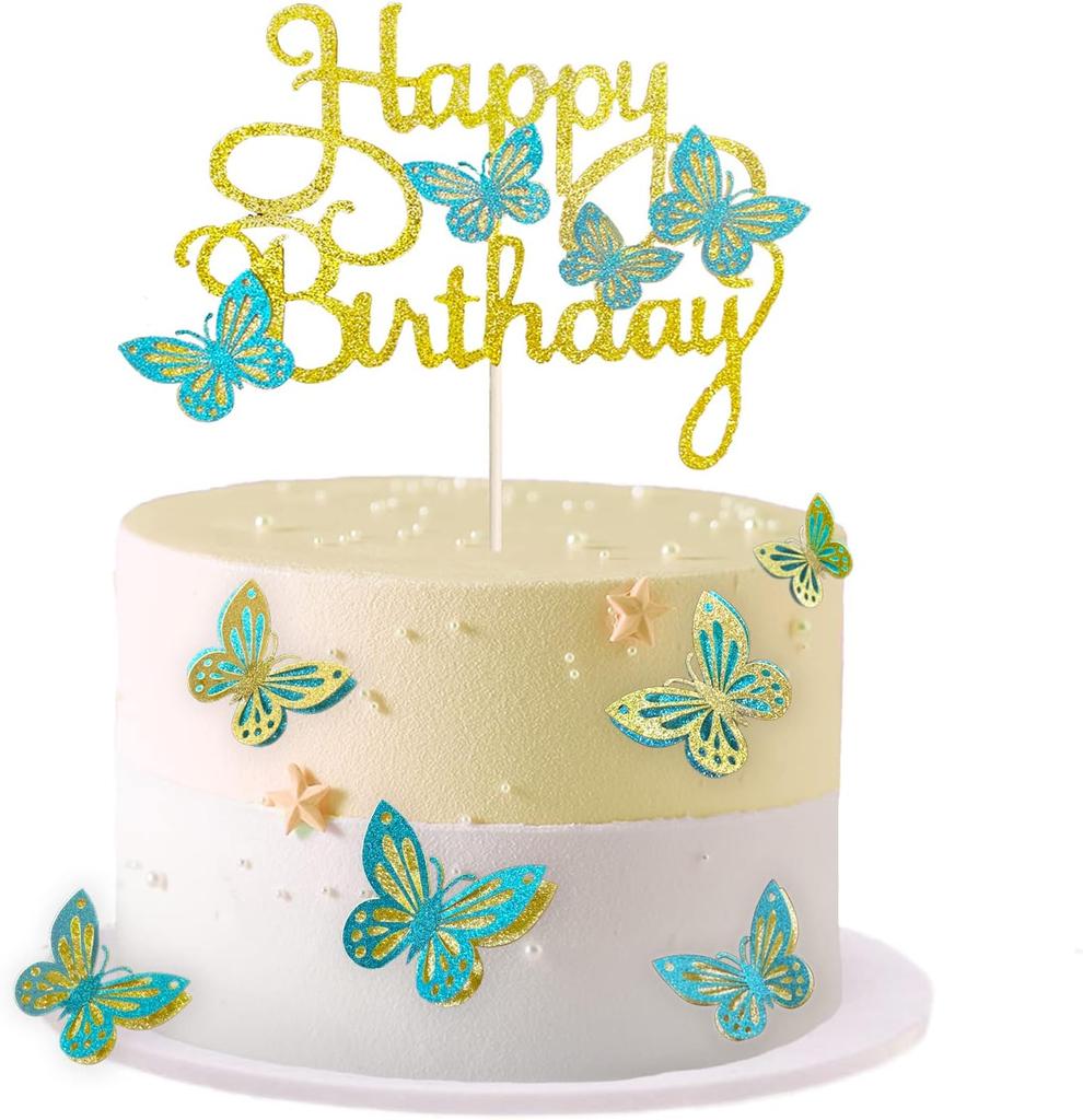 13 Stück Heißrosa 3D Schmetterling Kuchenaufsätze Cupcake Topper für Mädchen Frauen Happy Birthday Kuchenaufsatz Geburtstagskuchen Dekoration