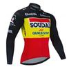 Soudal Quick Step France Jesienny Zestaw Koszulek Rowerowych Ubrania na Rower Szosowy Długi Rękaw Jednolity Strój MTB Spodenki na Szelkach Rowerowe Koszulka Sportowa do Jazdy