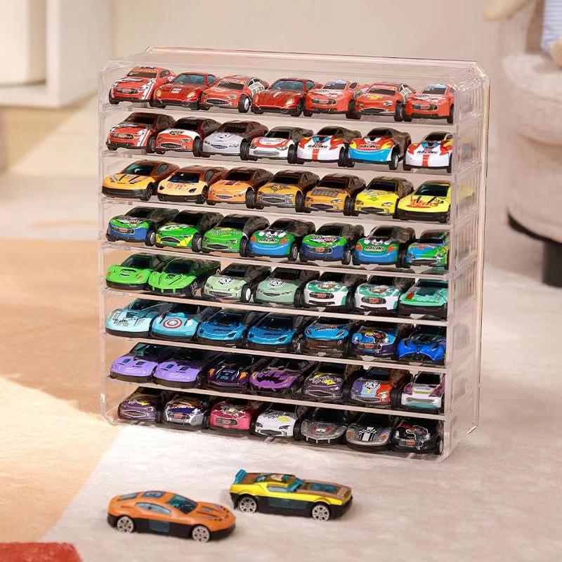 Tomica 1:64 Diecast Car Display & Storage Box – Multi-Layer, Semi-Transparent Organizer for Sports Cars