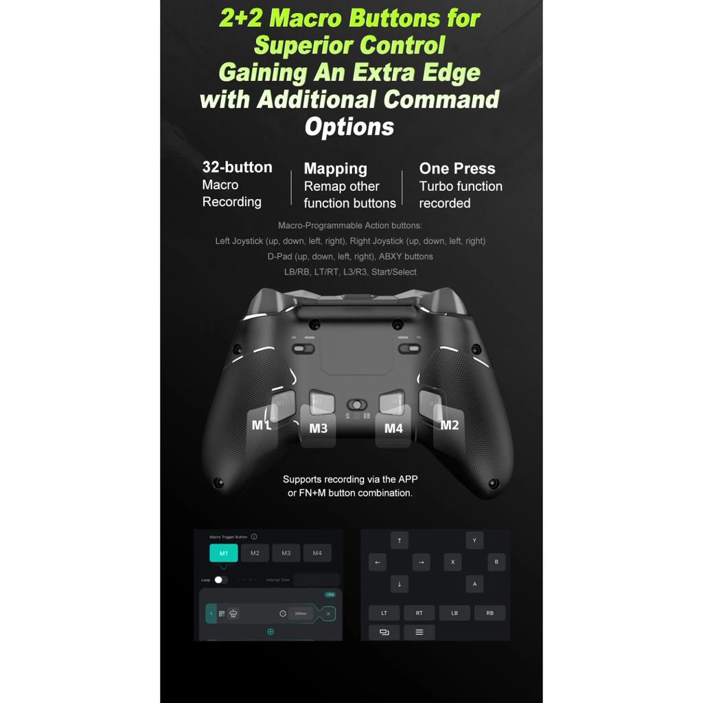 Wireless Gaming Controller 2.4G Bluetooth Hall Effect Gamepad Joystick for Nintendo Switch/PC/iOS/Android /Steam