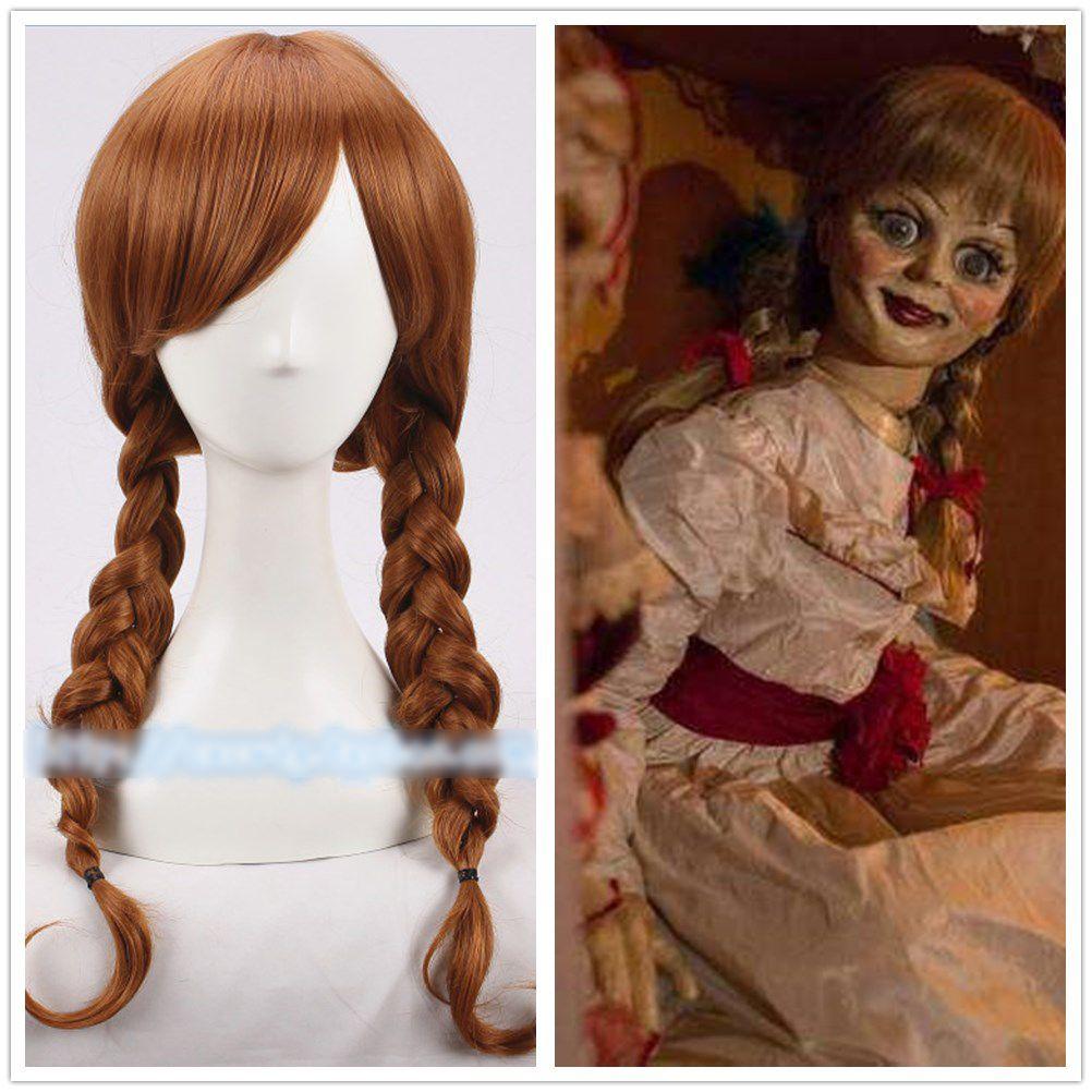 Enchanting Annabelle Creation Halloween Horror Doll White Dress For Girls And Adults Adult-Wig  Only