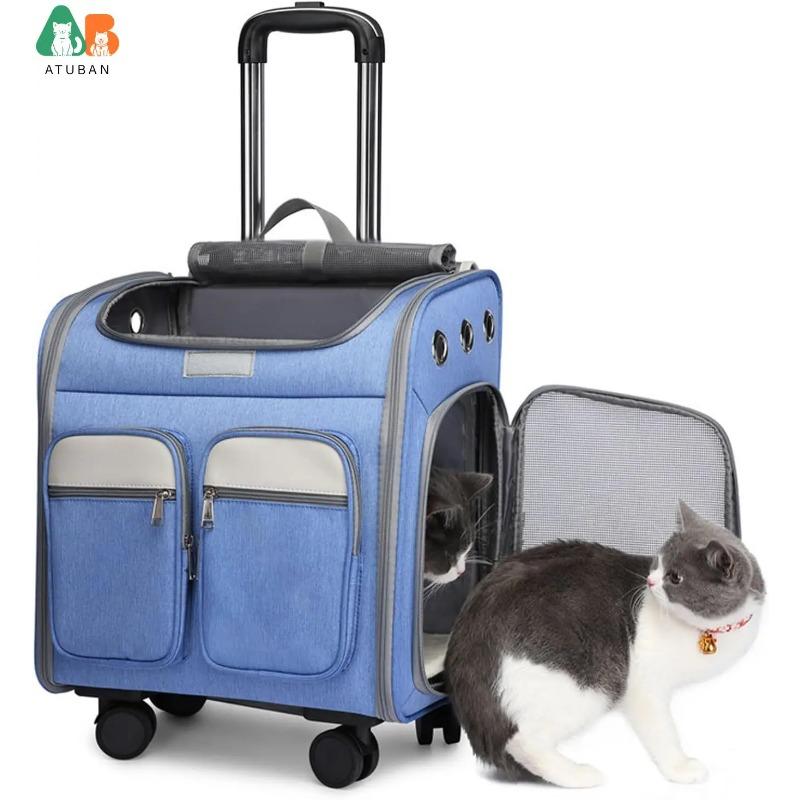 Wheeled Pet Carrier Backpack Pet Rolling Carrier Backpack for Small Dogs Medium Cats Fit up 17lbs with Removable Wheels
