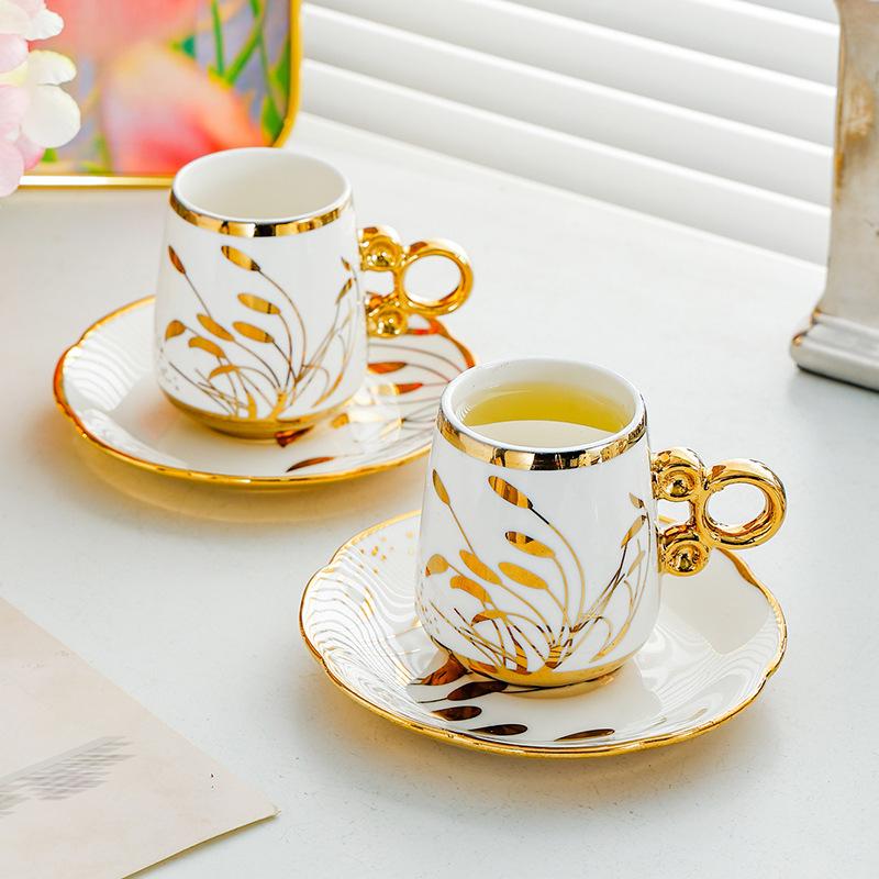 Ceramic Coffee Cup Set European Simple Phnom Penh Cup and Saucer Afternoon Tea Middle East Turkish Cup