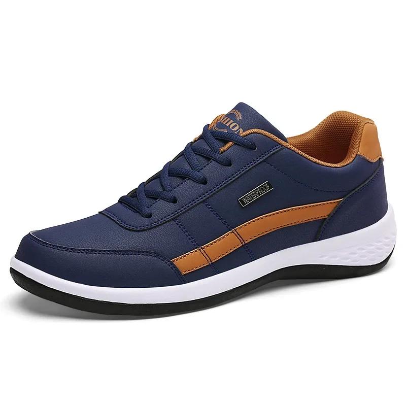 Fashion Leather Men Shoes Sneakers Trend Casual Shoe Italian Breathable Leisure Male Sneakers Non-slip Footwear Men Vulcanized Shoes