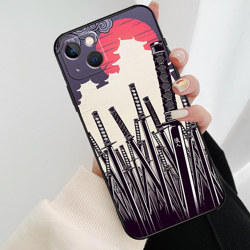 Japan Samurai Ninja Ronin Phone Case For iPhone 17 Pro Max 14 13 12 11 15 16 Pro Max mini 16 15 Plus 16e 17 Air Cover