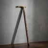 Hand Carved Wooden Walking Cane, Engraved Brass Handle, Detachable Walking Stick