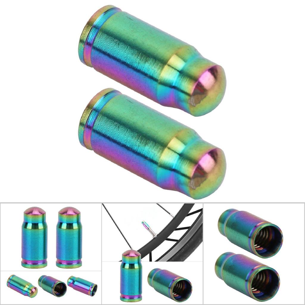 2 Pcs Titanium Alloy Valve Cap for Bike Bicycle Tire Dust Cover Road Bicycles Accessories