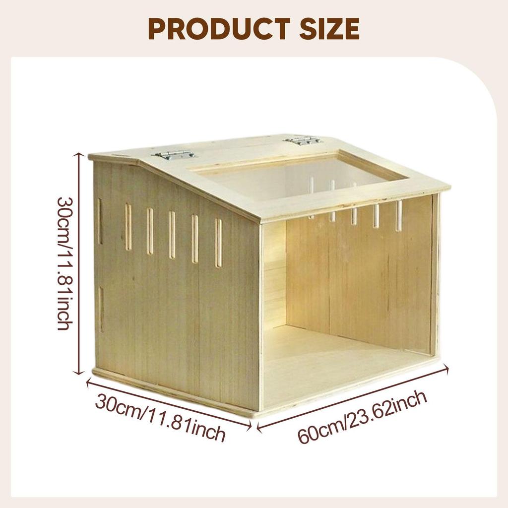 Wooden Hamster Cage with Ventilation Window Small Animal Habitat Brooder Box for Guinea Pig Chick Birds