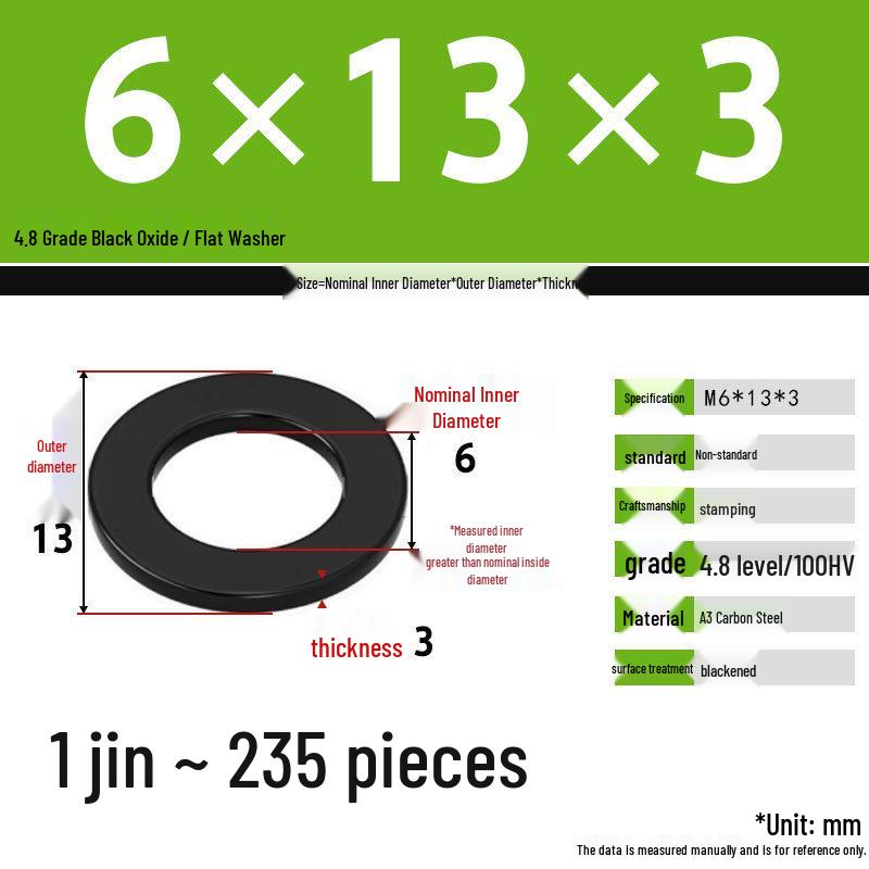 Blackened Enlarged Thickened Metal Washer - M3-M42