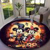 1 Stück Runder Teppich Geeignet für Büro, Mickey und Minnie Halloween Nacht Blumiger Teppich, Vielseitiger Bedruckter Stuhlteppich, Langlebiger Heim-Sofa-Teppich