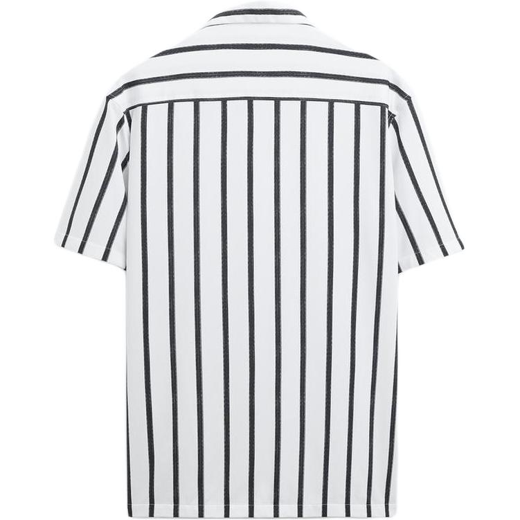 Zara American Vintage Pánská košile s krátkým rukávem a pruhovanou klopou Bílá 7545436-250