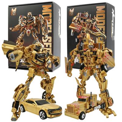 Non-Toxic 28Cm Transformation Robot Toys Gold Optimus Prime Bumblebee Action Figure Partial Alloy Commander Toys Truck Car Children'S Gift