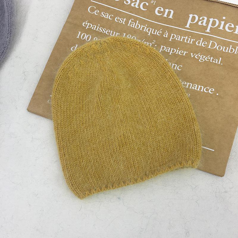 

Шерсть ангорского кролика вязаная шапка-пуловер для женщин осень-зима модная теплая с защитой ушей холодная шапка M（56-58cm）