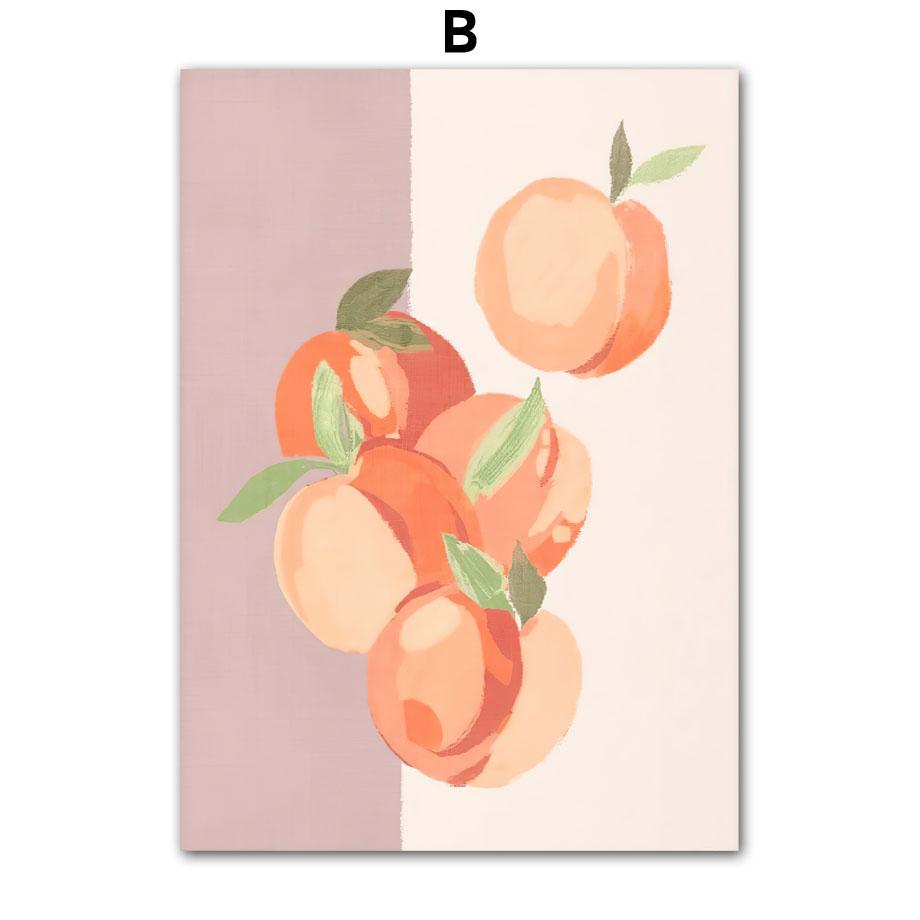 Watercolor Strawberry Cherry Lemon Orange Wall Art Painting Fruit Posters Vintage Room Bar Cafe Decor Home Decor Canvas Print