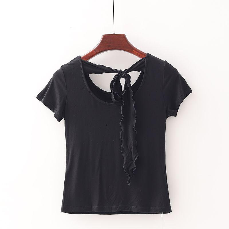 

[Поклонник] Скидка на бренд торгового центра Женская футболка для йоги и спорта с круглым вырезом, мягкая, эластичная, на подкладке, на шнуровке 3s256 Black 3XL/180