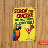 Metal Wall Art Retro Parrot Cocktail Poster for Bar Basement Decor