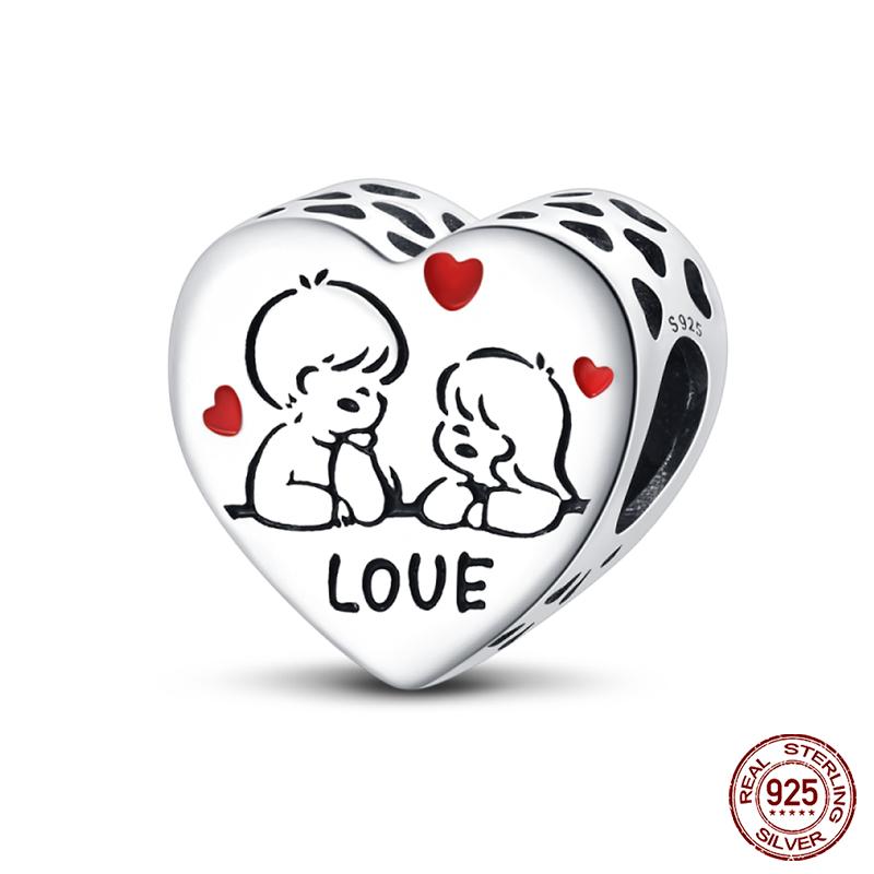 100% Copper Heart Shaped Warm Family Charm Beads Fit Qikaola Original Bracelets Fine Diy Mother'S Day Jewelry Gifts