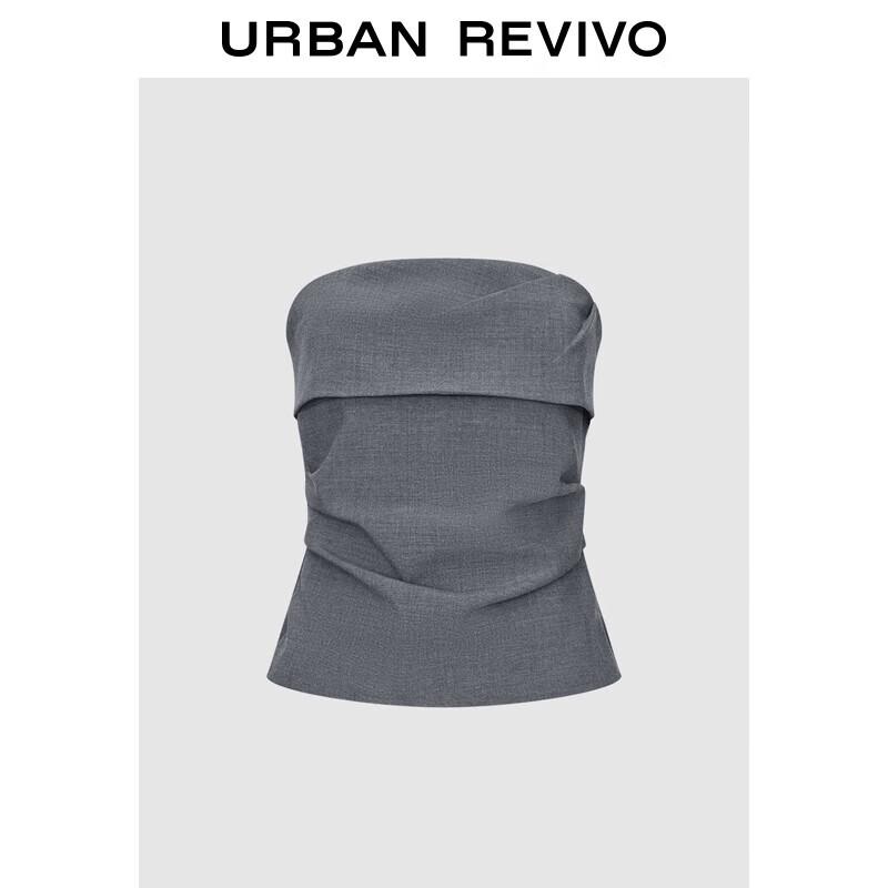 UR 2025 Autumn Women s Pleated Slim-fit Bandeau Top XL