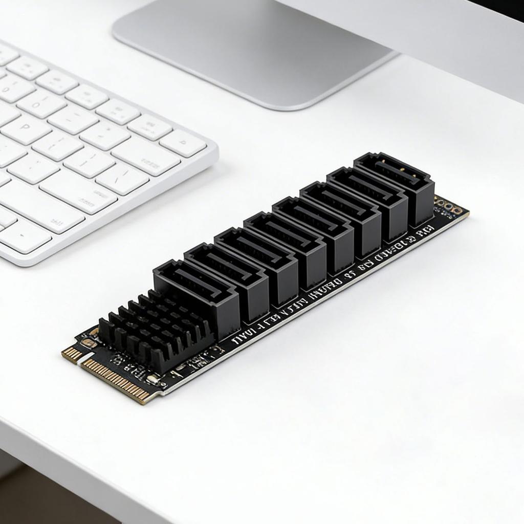 M.2 M KEY NVMe To SATA Convert Card ASM1166 6Gbps 8 Port M.2 M-Key PCIE3.0 To SATA Adapter with Smart Indicator for Desktop PC