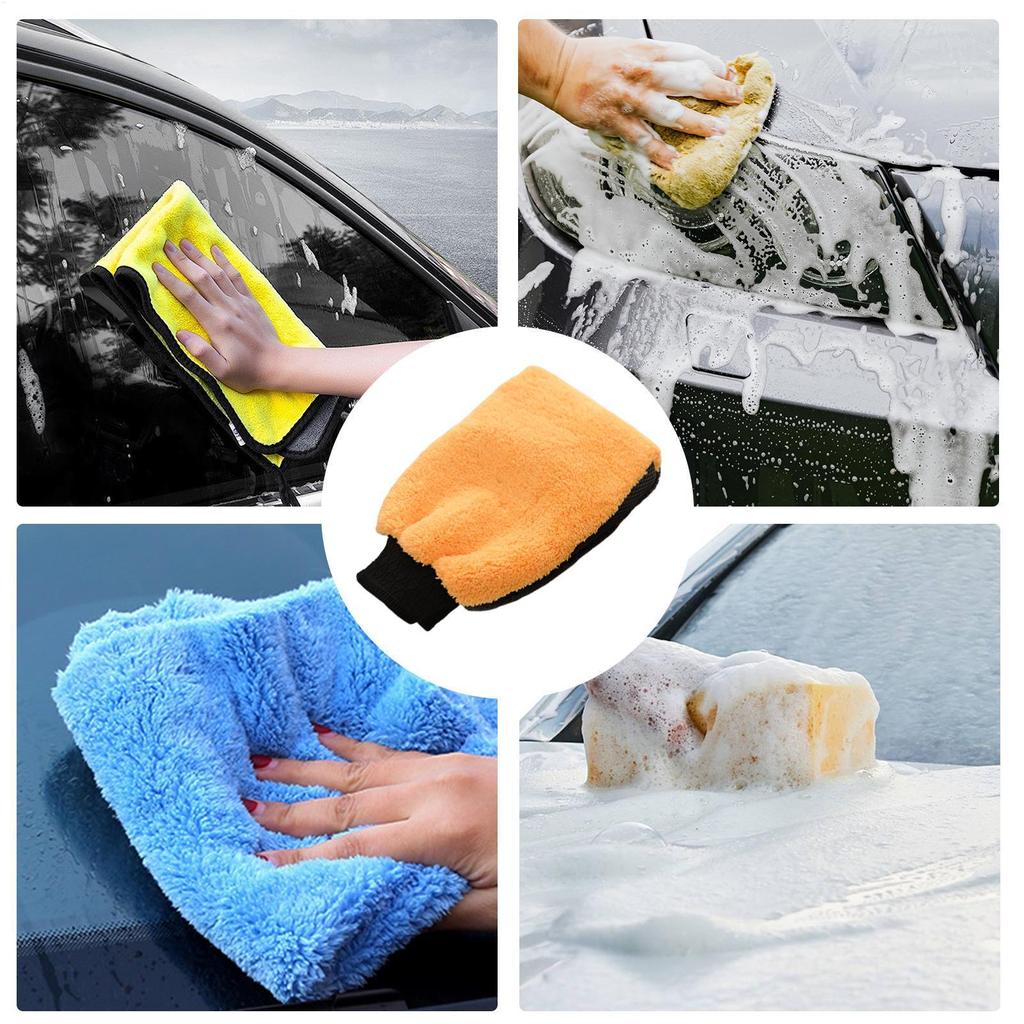 Car Wash Mitt Scratch Car Gloves Reusable Double-Sided Wash Mitt Strong Water Absorption Auto Detailing Car Cleaning Supplies