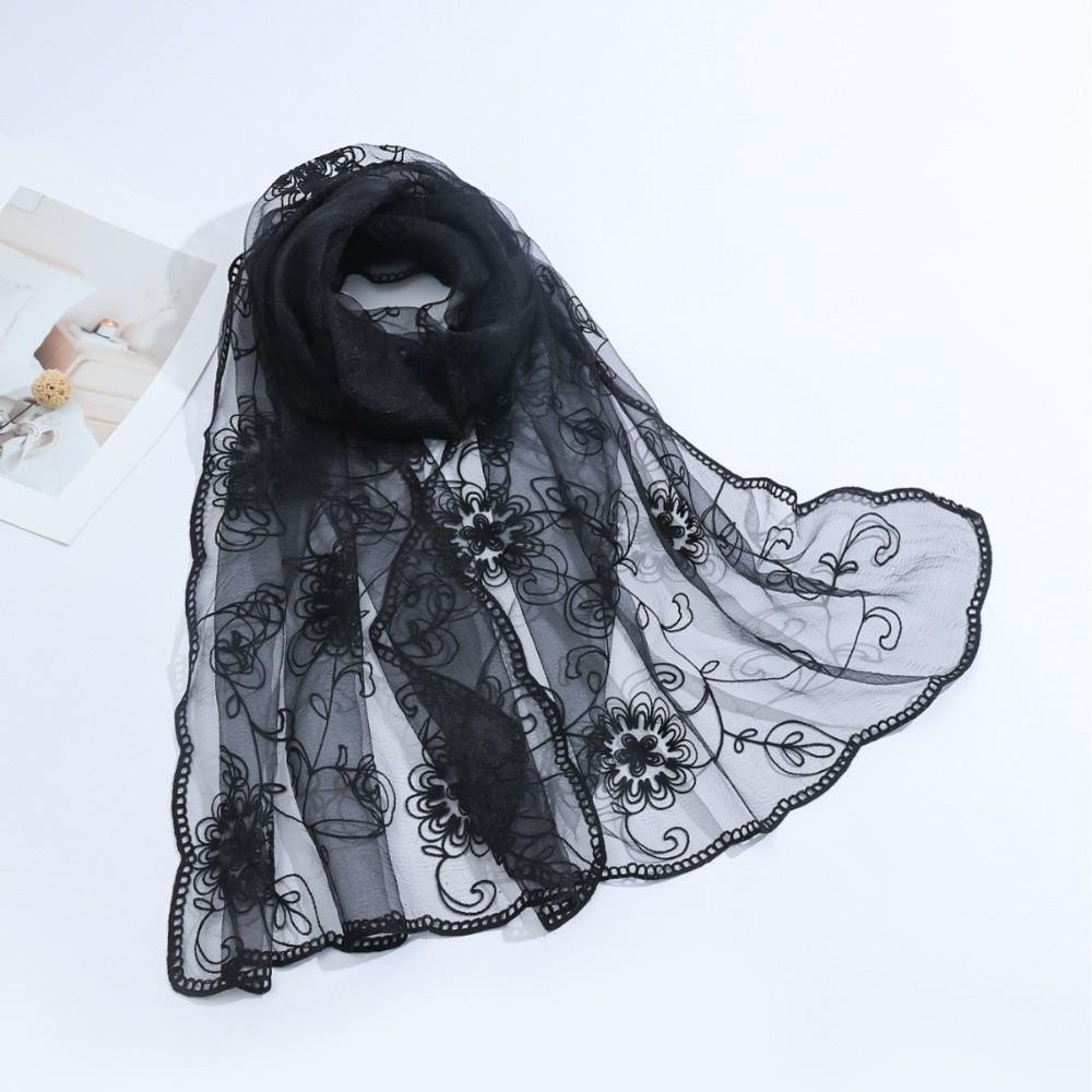 Flower Pattern Retro Scarf Elegant Embroidered Flower Scarf New Lace Scarf  Casual Wear