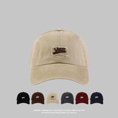 Washed Embroidery Letter Soft Top Baseball Cap Children's Autumn New Versatile Sunshade Couple Cap Men's Tide