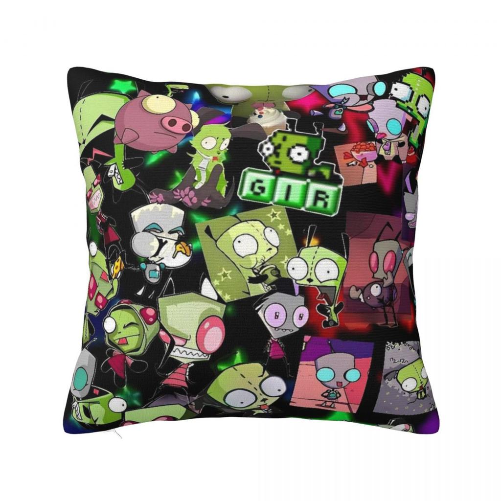 Invaders Zims Cartoon Pillow Cover Square Pillow Case Cushion Cover Vintage Graphic Pillowcases For Sofa Home Decorative