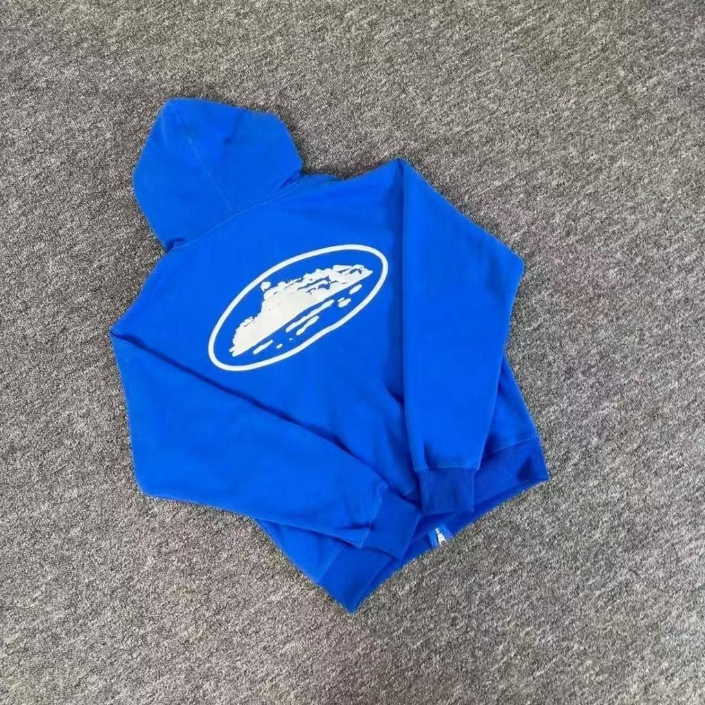 Corteiz Vibe Hip Hop Fleece gevoerde hoodie met rits voor heren