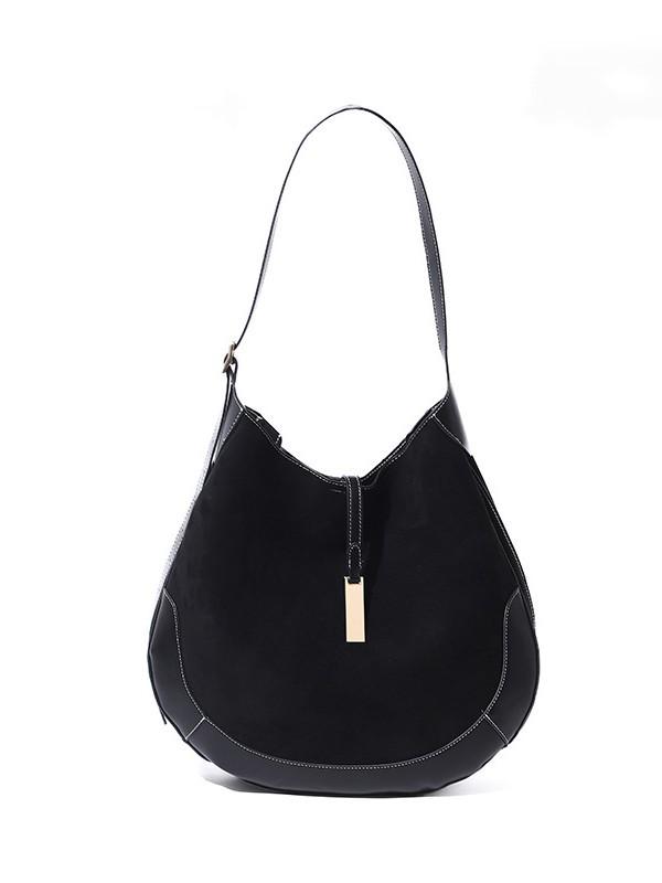 Women's Suede Equestrian Underarm Dumpling Handbag - Trendy Crescent Tote