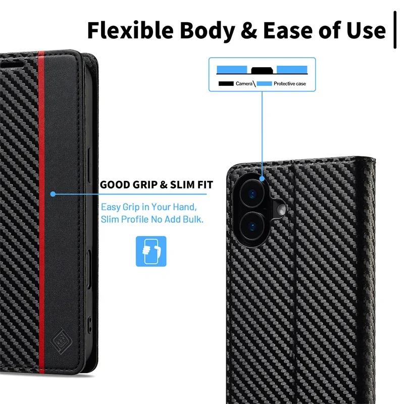 Etui For Samsung Z Fold6 Carbon Fiber Magnetic Flip Case on for Samsung Galaxy Z Fold3 Fold5 Fold 4 5G Soft Leather Wallet Funda