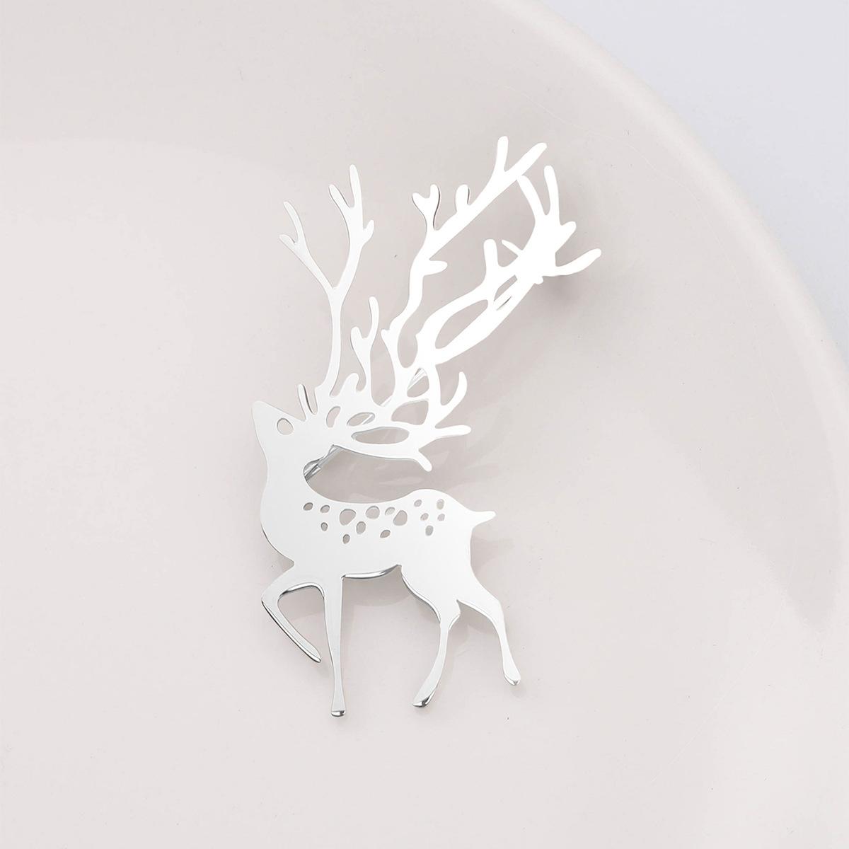 

Простая и стильная брошь из гладкой нержавеющей стали Sika Deer, персонализированная универсальная булавка в виде животного-оленя