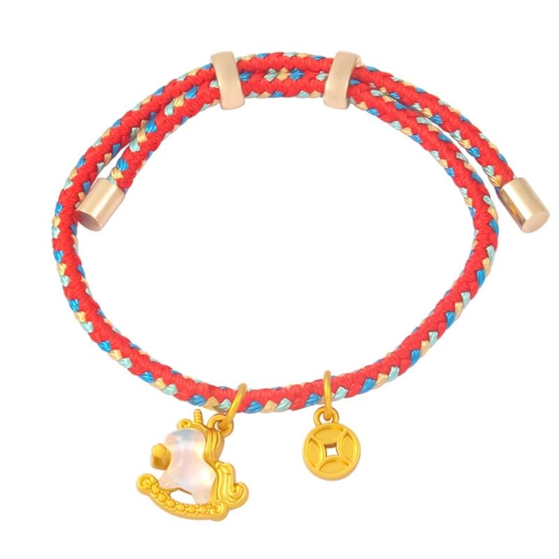 Entzückender Cartoon-Pferdeanhänger an geflochtenem Armband Ideal für den täglichen Gebrauch Layering Vielseitiges stilvolles Accessoire