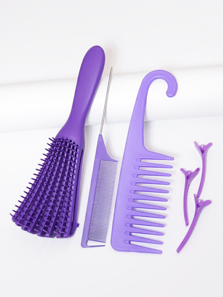 6pcs/set of anti-static hair comb wide toothed comb eight claw massage hair comb smooth hair clip set Special for real hair wigs