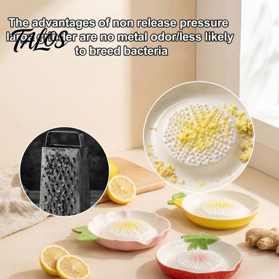 Small Hand Grinder Ceramic Garlic Grater Plate, with Leaf Handle Design, Manual Kitchen Mincer Easy Cleaning Grinding Tool, for Ginger And Lemon