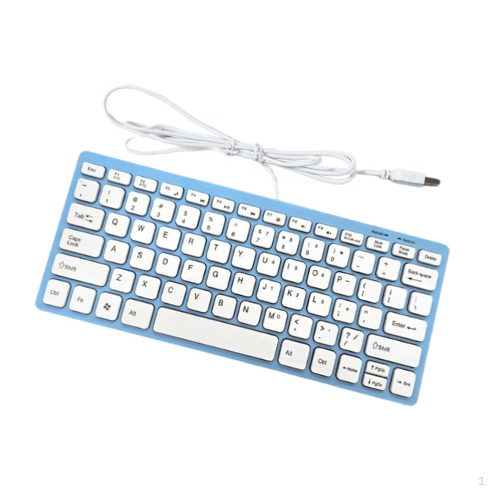 

Проводная USB-клавиатура Удобная клавиатура для печати Портативная клавиатура для компьютера Удобный тихий ход клавиш 78 клавиш синий