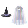 Zauberer Kostüm Hexe Zauberer Umhang mit Zaubererhut, Halloween Kostüm für Cosplay Verkleidungsparty