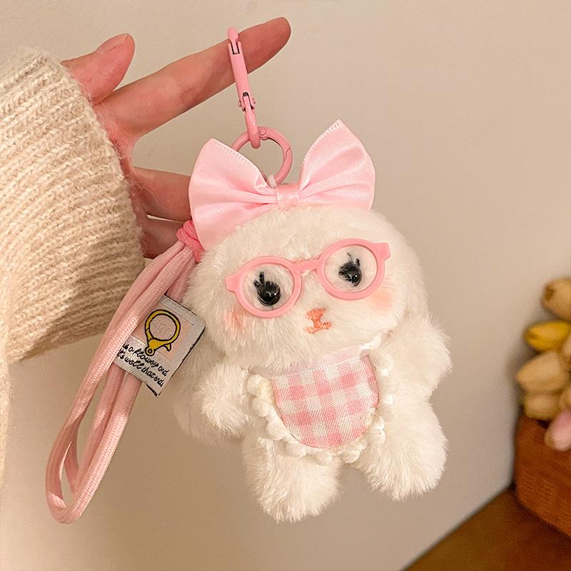 Cartoon Plush Rabbit Keychain Stuffed Doll Toy Bag Pendant Charms Car Keyring Accessories For Women Couples Kawaii Gift