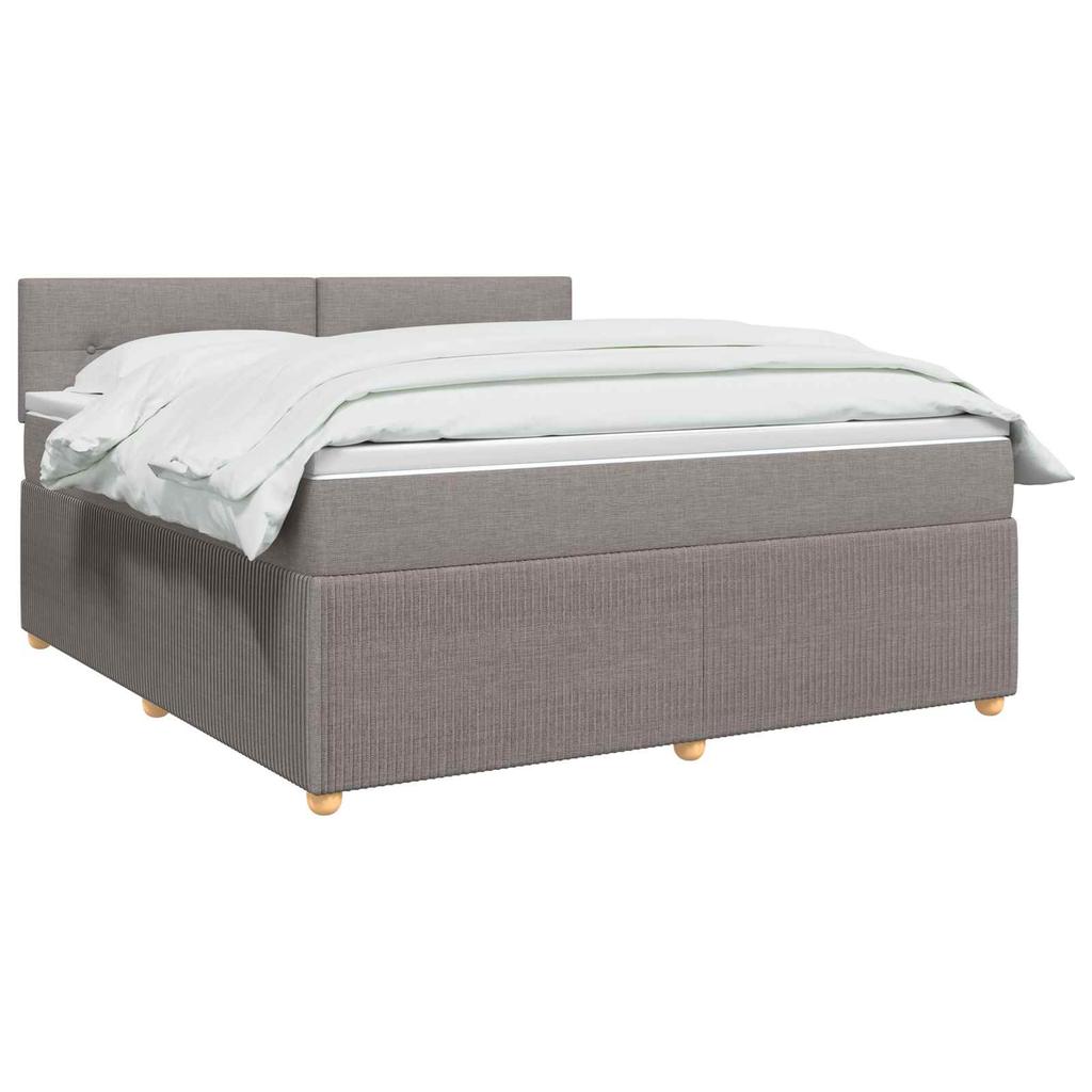 Box Spring Bed with Mattress Taupe 140 X 190 Cm Fabric