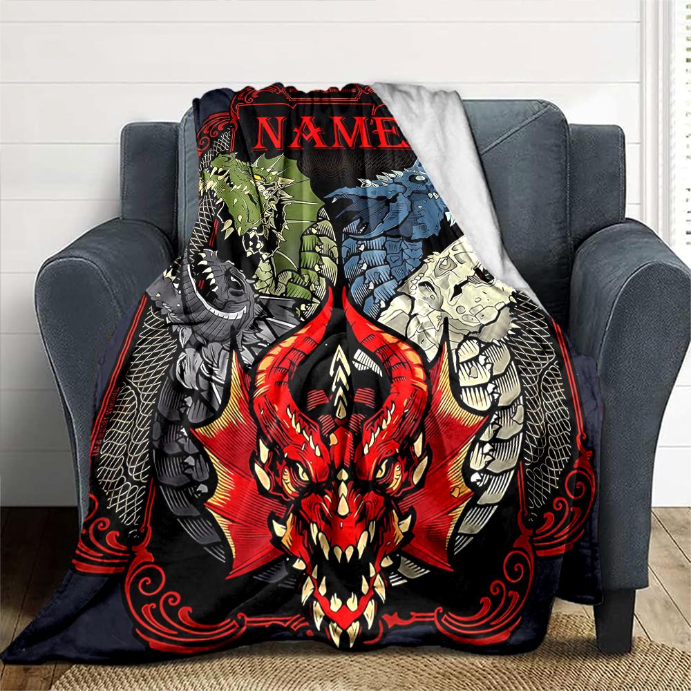 Customiz Name Personality Dungeons & Dragons (4) Blanket Soft &Warm Sofa Office Bed Travel Lunch Break Blanket, Gift Suitable for All Seasons