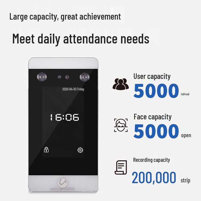 U-MACH U-RM500 Dynamic Face Recognition Attendance & Access Control System CN plug (adapter included)