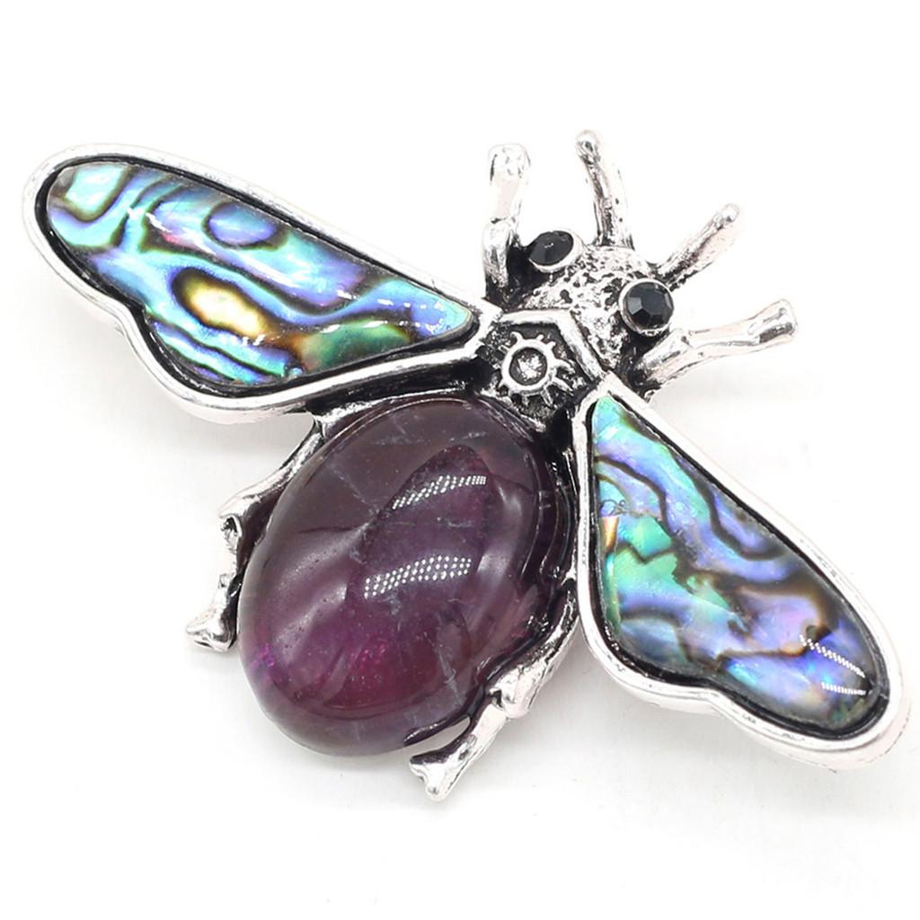 Classic Alloy Butterfly Brooch Pin With Faux Stone And Shell For Women Fashion Accessory