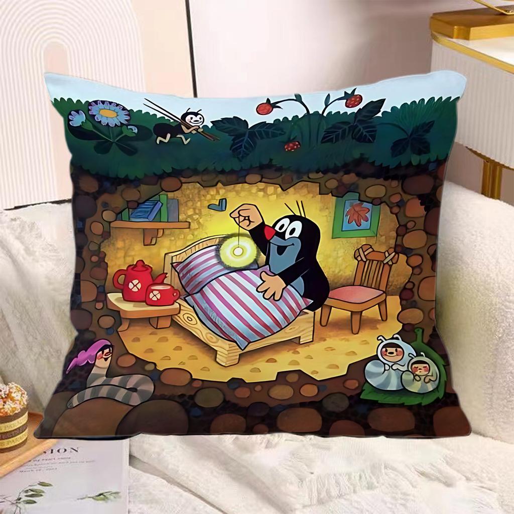 Cartoon Pillow Covers Cartoon Sofa Decorative Home Doublesided Printing Short Plush Cute Cushion The LLittle MMole Cover